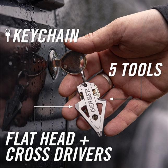 Gerber Broadhead keychain tool in silver, additional product view