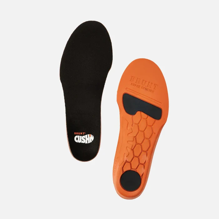 Super Cush'n work boot insole by BRUNT, top and bottom view of the cushioned insole