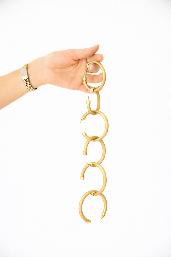 Brushed Gold Hoop Earrings