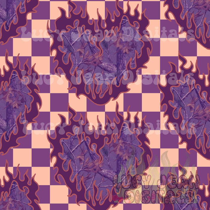 Camo purple Flame Heart Checkered Seamless File