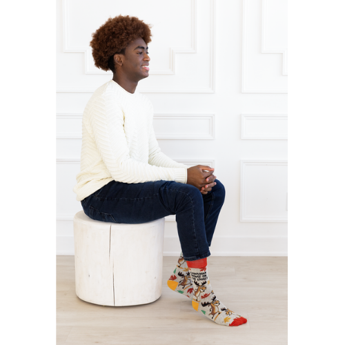 Canadian Moose socks showcasing a detailed moose design, perfect for those who love Canada and the outdoors.