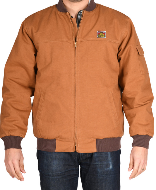 Ben Davis canvas bomber jacket in brown