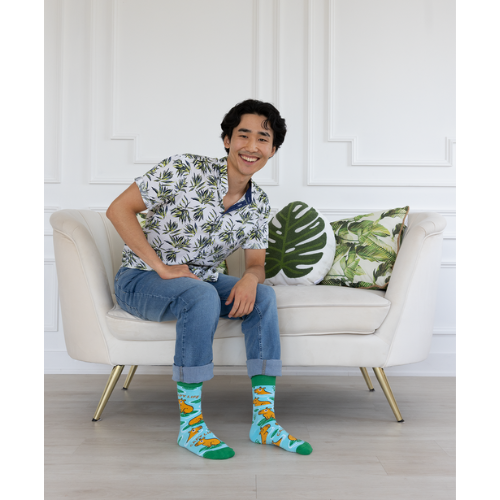 Capy Life men’s socks – fun socks featuring relaxed capybara illustrations and chill vibe