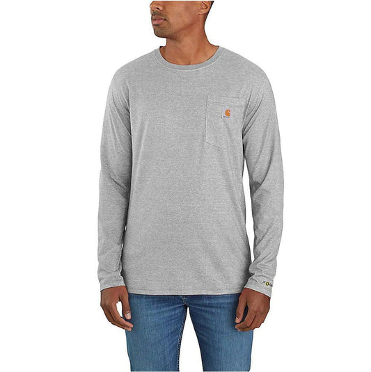 Carhartt Force relaxed fit midweight long sleeve pocket tee in heather grey, big and tall