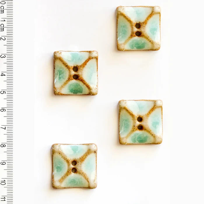 L373 Square Turquoise Buttons - Set of 4