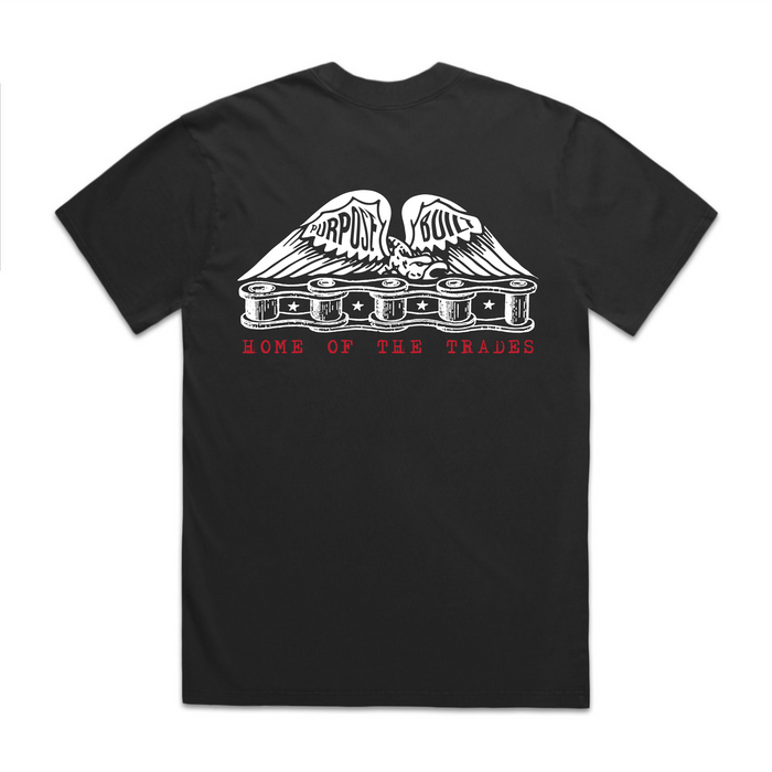 Chain of Labor interlock short sleeve tee in black, available in big and tall sizes