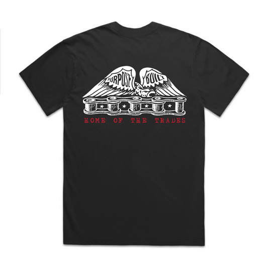 Chain of Labor interlock short sleeve tee in black, available in big and tall sizes