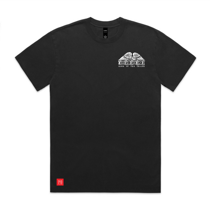 Chain of Labor interlock short sleeve graphic tee in black, alternate product view