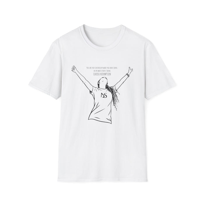 'Choose Redemption' Inspirational Woman Illustration Tee (black line art)