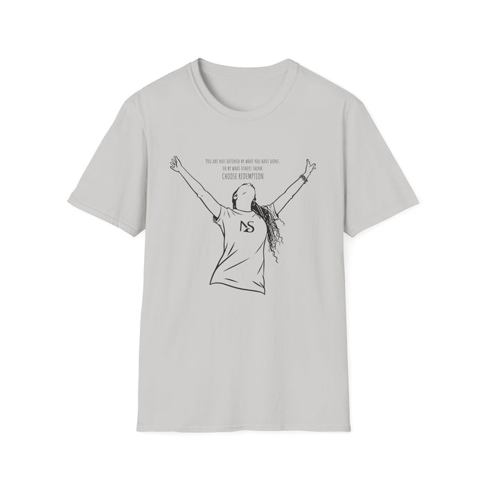 'Choose Redemption' Inspirational Woman Illustration Tee (black line art)