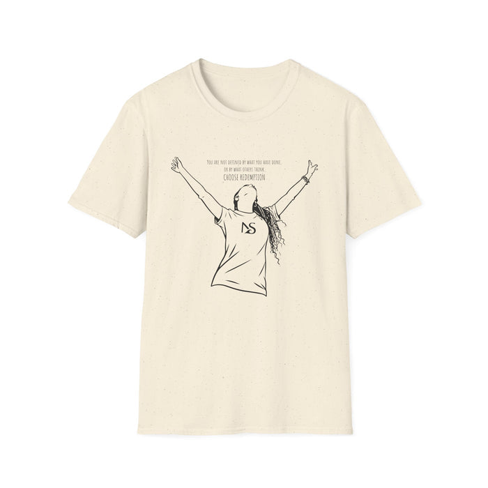 'Choose Redemption' Inspirational Woman Illustration Tee (black line art)