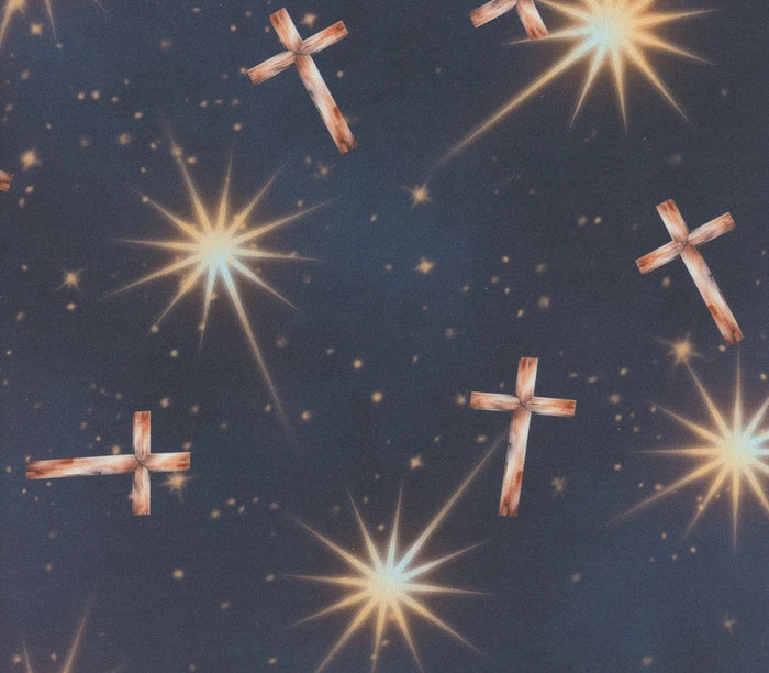 Christmas Bethlehem Star on Blue 100% Cotton Price per Yard