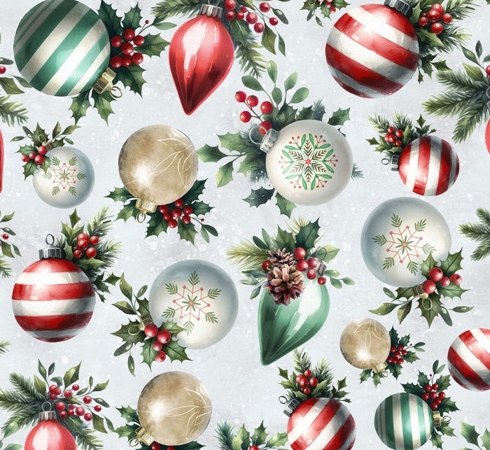Christmas Cozy Tidings Tossed Ornaments on Blue