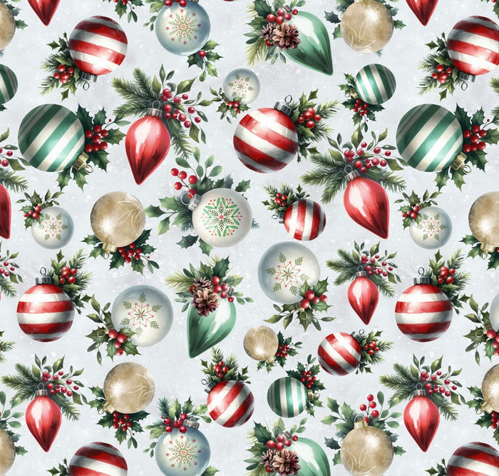 Christmas Cozy Tidings Tossed Ornaments on Blue