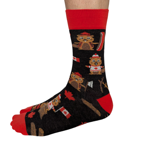 Chuck the Canuck men’s socks – fun Canadian-themed socks with cartoon character design