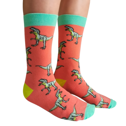 Classic Jurassic women’s socks – fun socks with colorful dinosaur illustrations