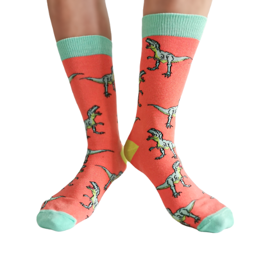 Classic Jurassic women’s socks – fun socks with colorful dinosaur illustrations