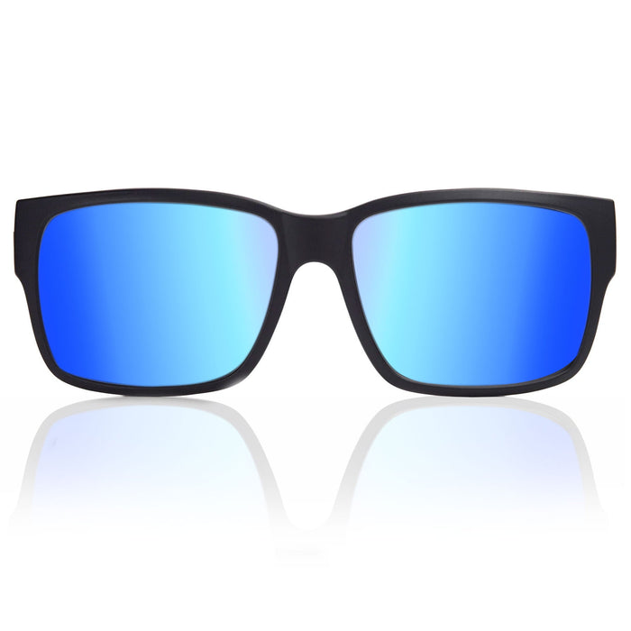 Madson Classico sunglasses in black matte with Pacific Blue chrome lens