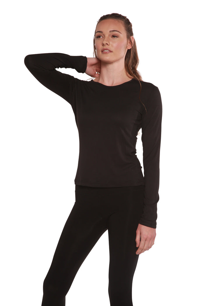 Clearance Women's Scoop Neck 100% Bamboo Viscose Long Sleeve Shirt