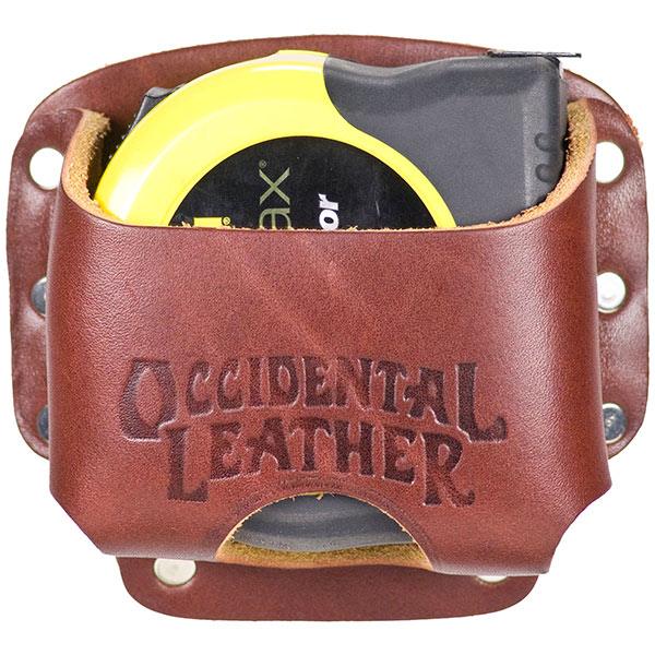 Occidental Leather large clip-on tape measure holster in tan leather
