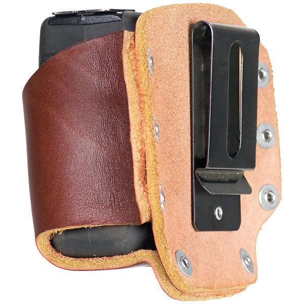 Occidental Leather large clip-on tape holster, rear view showing the belt clip