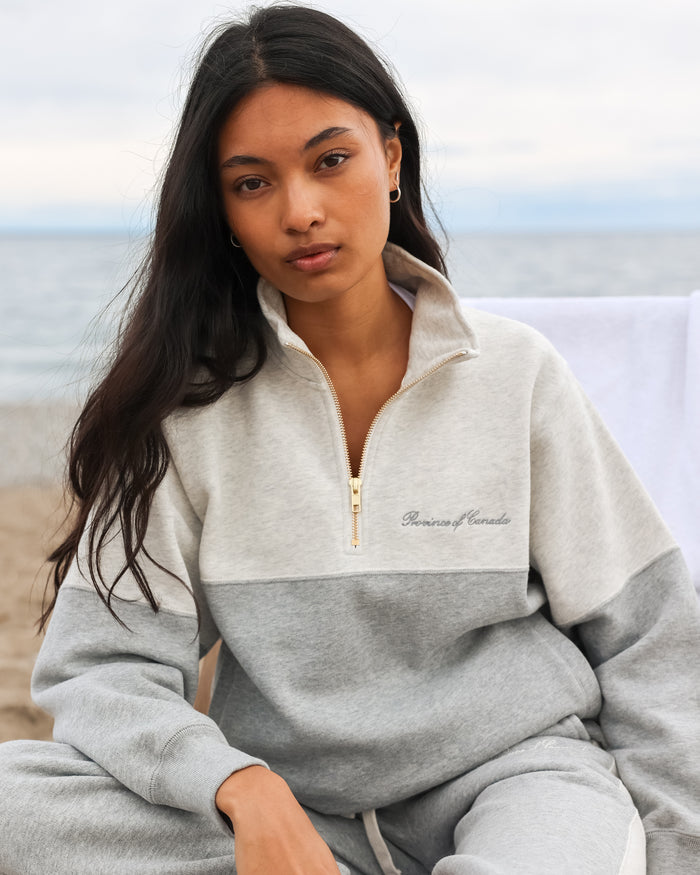 Made in Canada Club Fleece Half Zip Heather Grey - Unisex Province of Canada