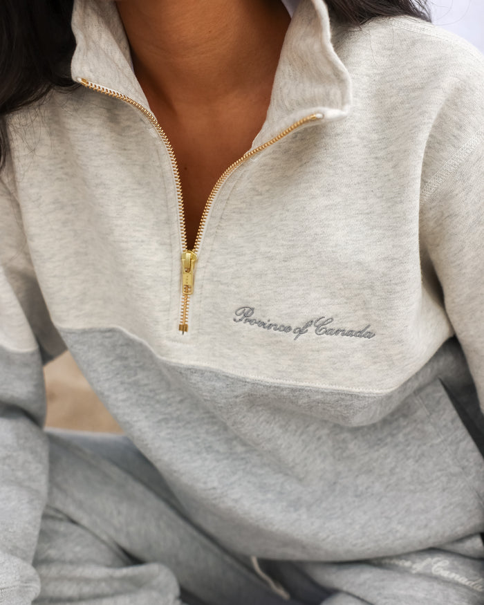 Made in Canada Club Fleece Half Zip Heather Grey - Unisex Province of Canada