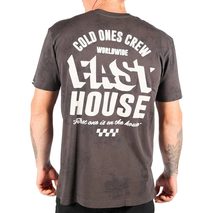 Fasthouse Cold Ones short-sleeve graphic t-shirt in black crystal wash, available in big and tall sizes