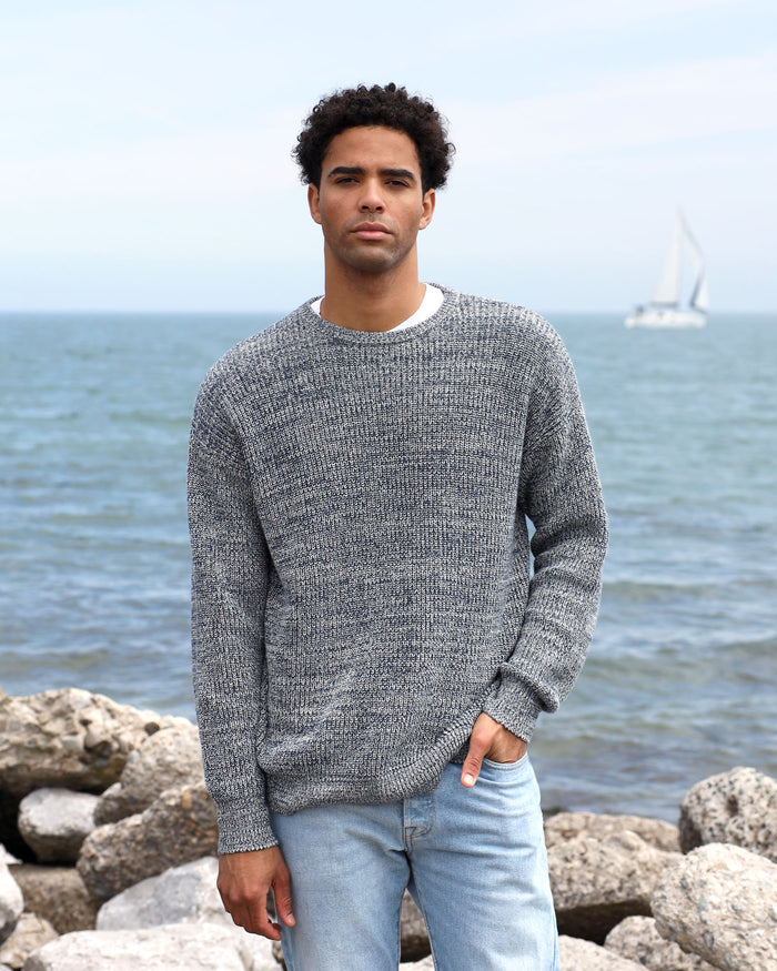 Cotton Knit Sweater Heather Navy - Unisex
