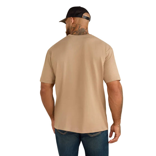 Back view of the Ariat Work Cotton Strong pocket t-shirt in greige