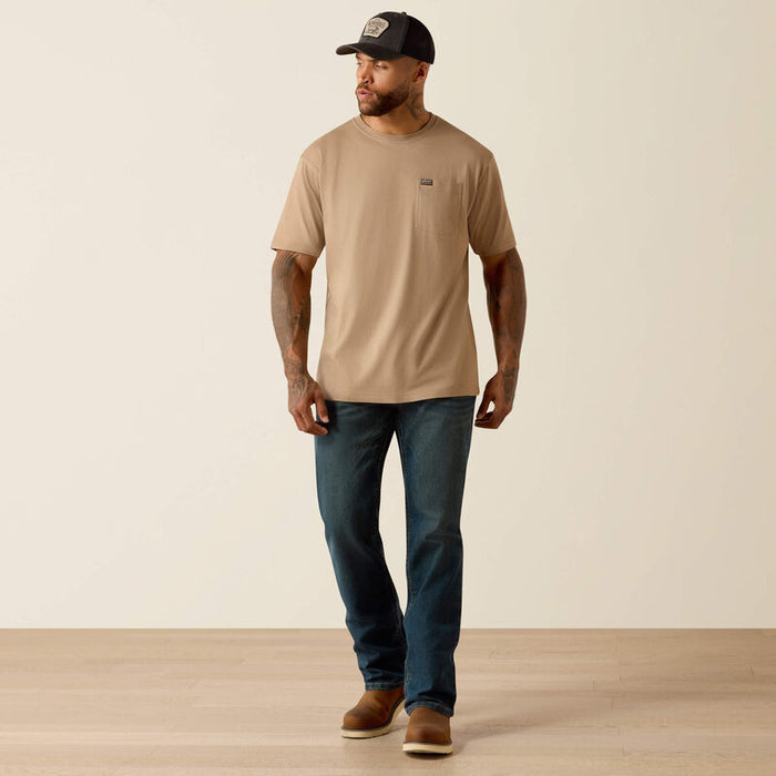 Full-length view of the Ariat Work Cotton Strong pocket t-shirt in greige