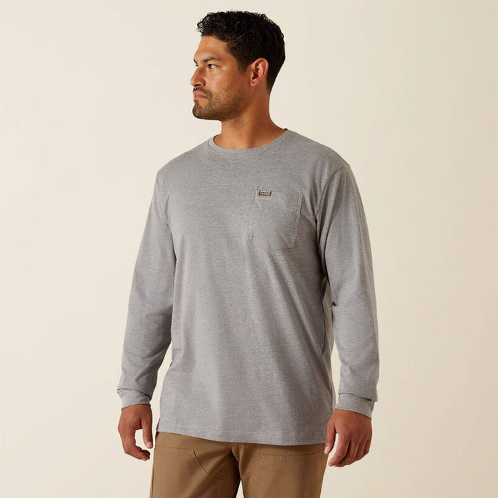 Back view of the Ariat Work Cotton Strong Working Class long sleeve tee in heather grey
