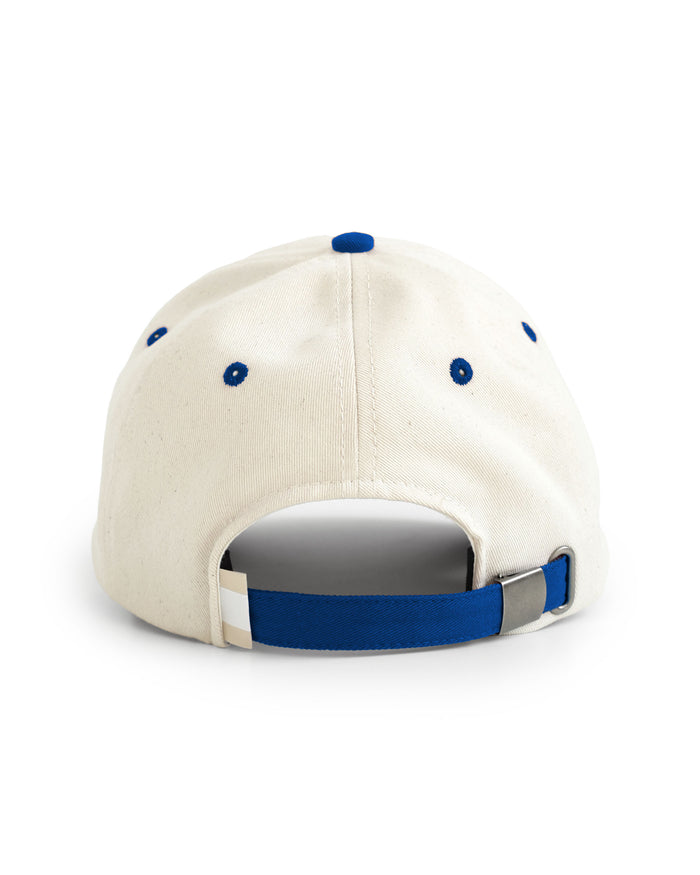 Made in Canada 100% Cotton Country Club Baseball Hat Natural Royal Blue - Province of Canada