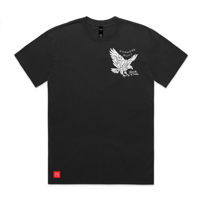 Crafted Freedom interlock short sleeve graphic tee in faded black, alternate product view