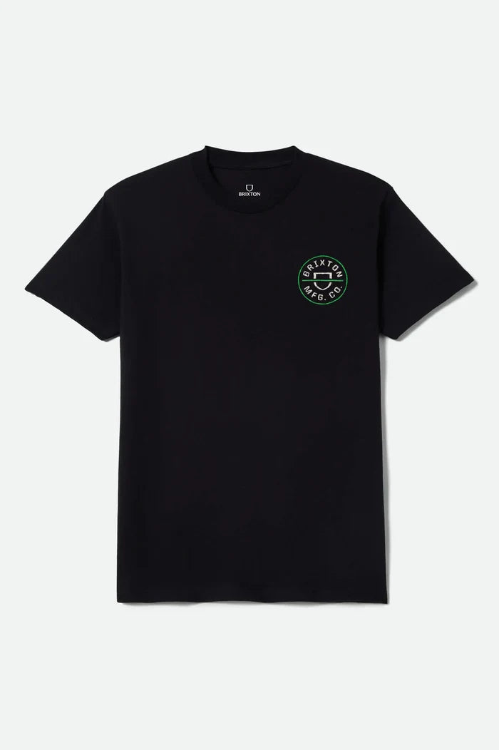 Brixton Crest II short-sleeve graphic t-shirt in black, stone and green, alternate product view