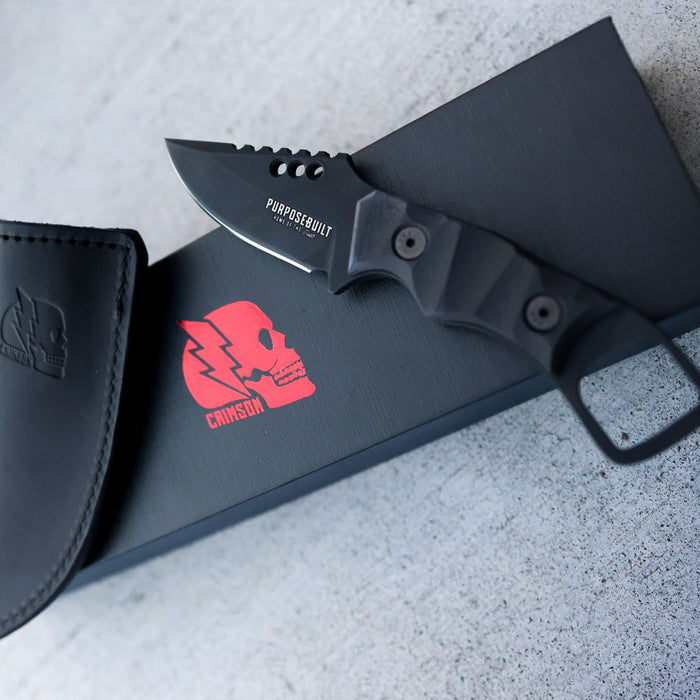 Iron Wolf automatic folding pocket knife by Crimson in black ops finish, main product view