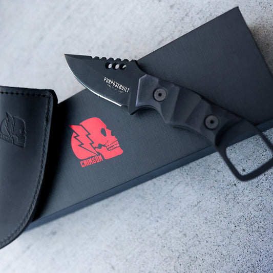 Iron Wolf automatic folding pocket knife by Crimson in black ops finish, main product view