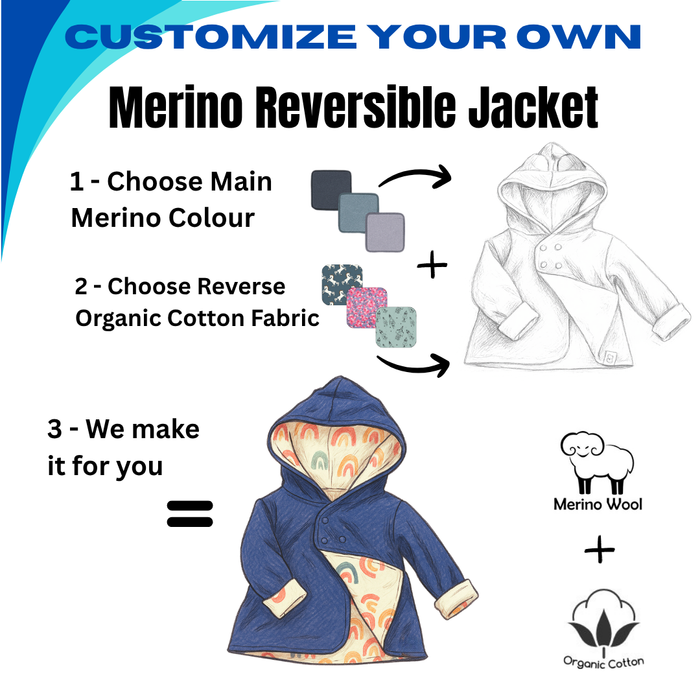 Custom Reversible Toddler Jacket | Pick Your Wool & Print