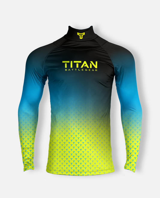 Gradient long-sleeve shirt with 'Titan BattleGear' logo on a white background