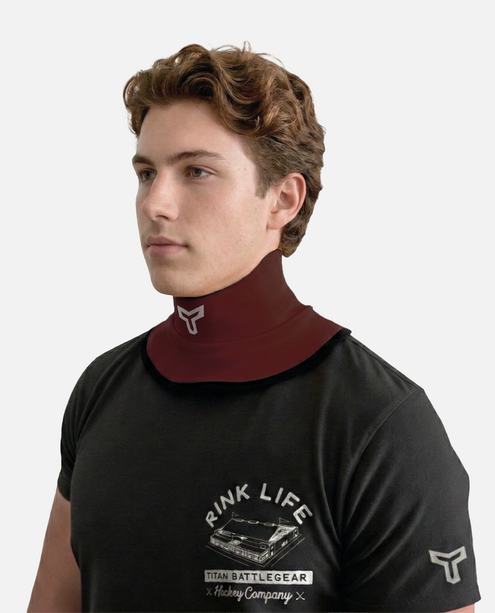 maroon Titan Battlegear hockey neck guard