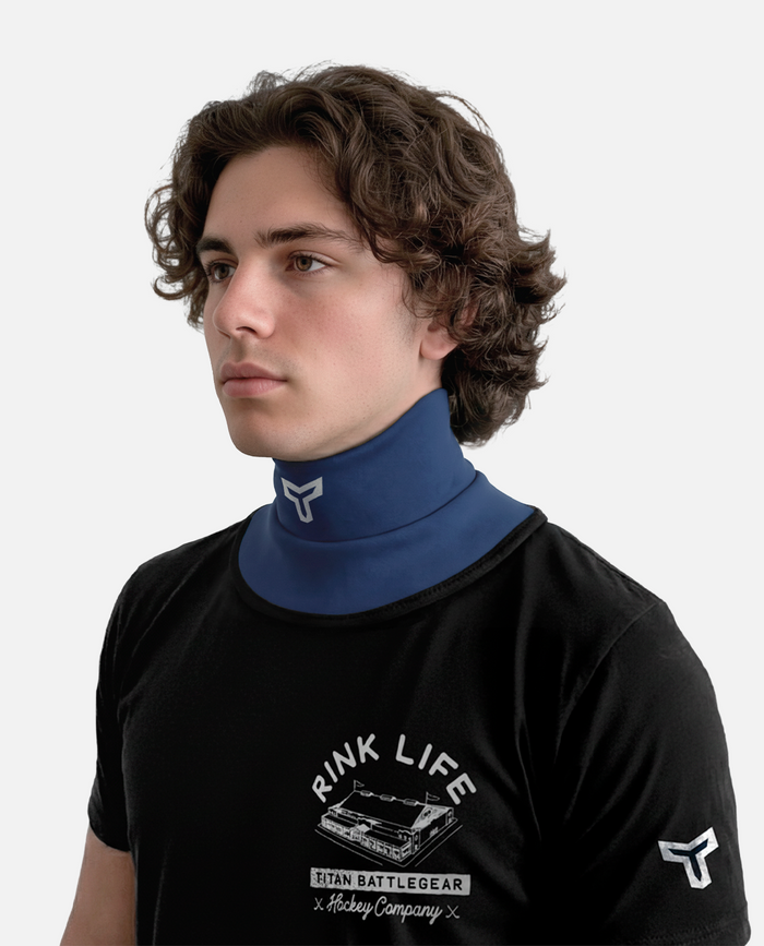 Navy blue Titan Battlegear hockey neck guard