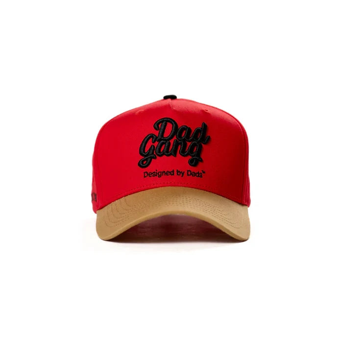 Dad Gang logo hat in red, gold and black, alternate product view