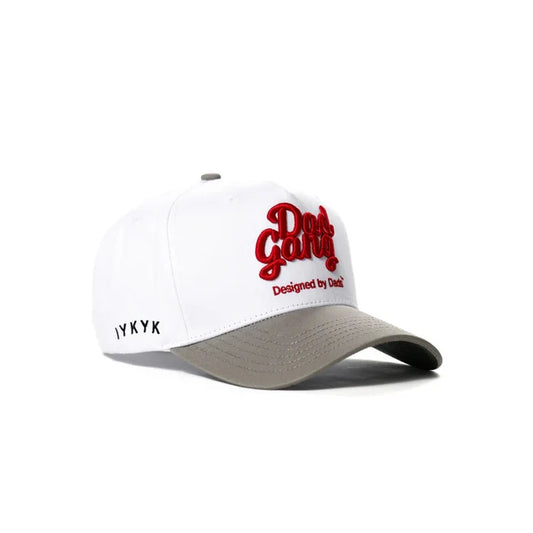 Dad Gang logo hat in white, grey and red