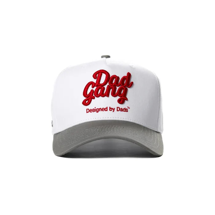 Dad Gang logo hat in white, grey and red, alternate product view