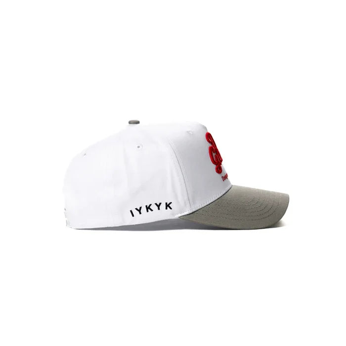 Dad Gang logo hat in white, grey and red, additional product view