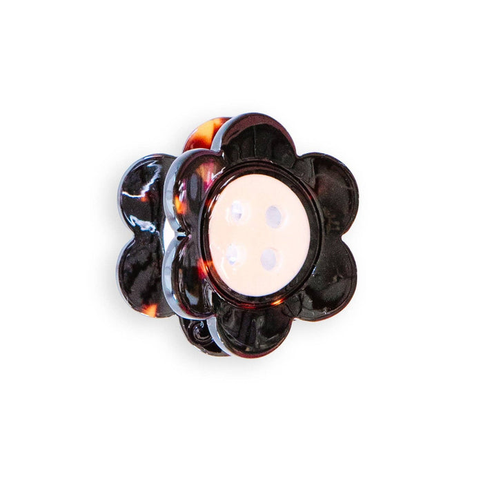 Daisy Button Tortoise Shell Mini Hair Claw Clip