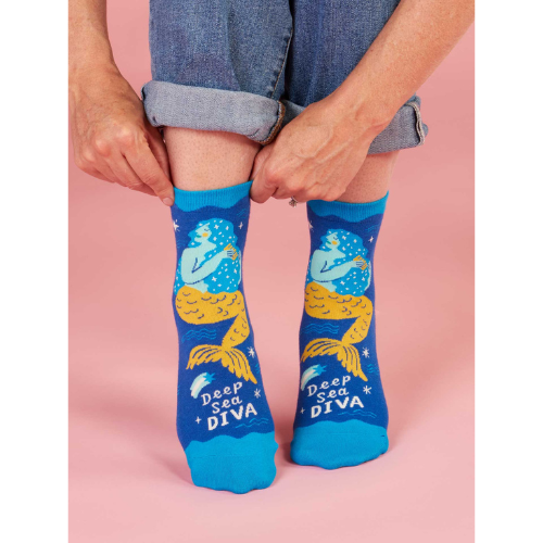 Deep Sea Diva ankle socks with colorful ocean-themed design.