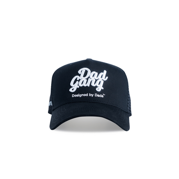 Dad Gang trucker hat in black and white