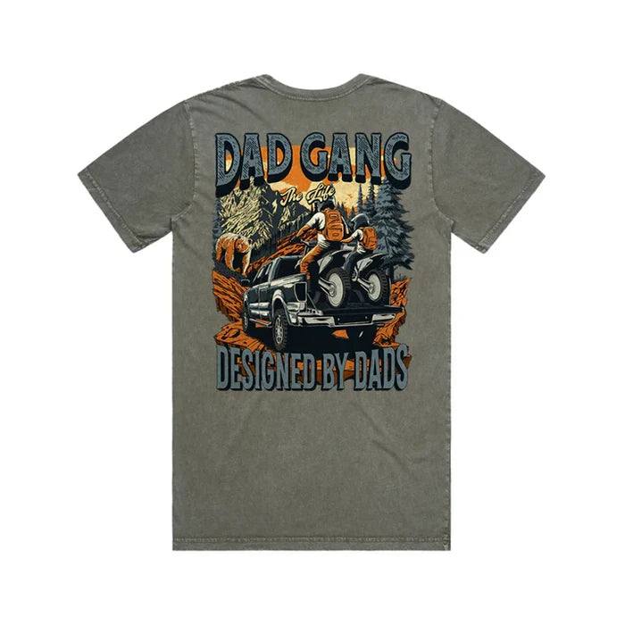 Mt. Adventure short sleeve graphic tee by Dad Gang in faded green, main product view