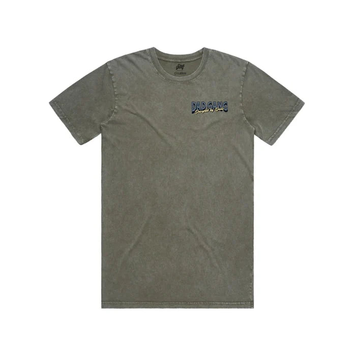 Mt. Adventure short sleeve graphic tee by Dad Gang in faded green, alternate product view